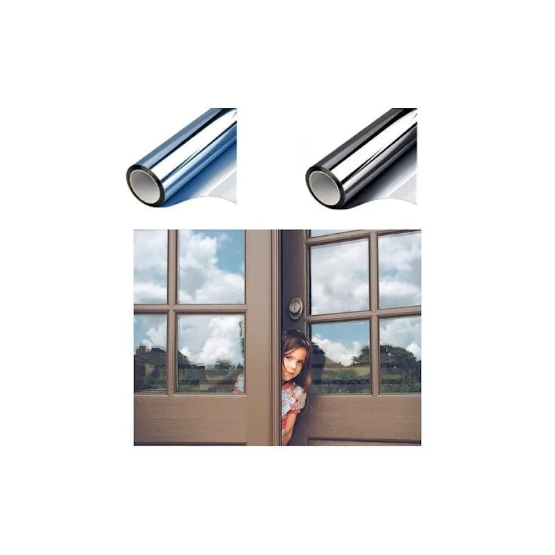 2 x Folie protectie solara pentru geamuri interioare, cu efect de oglinda, UV, 60x200cm