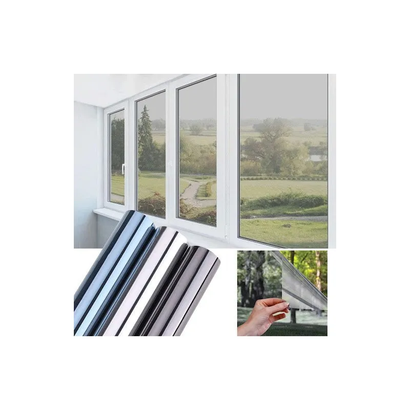 2 x Folie protectie solara pentru geamuri interioare, cu efect de oglinda, UV, 60x200cm