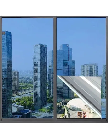 2 x Folie protectie solara pentru geamuri interioare, cu efect de oglinda, UV, 60x200cm