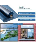 2 x Folie protectie solara pentru geamuri interioare, cu efect de oglinda, UV, 60x200cm