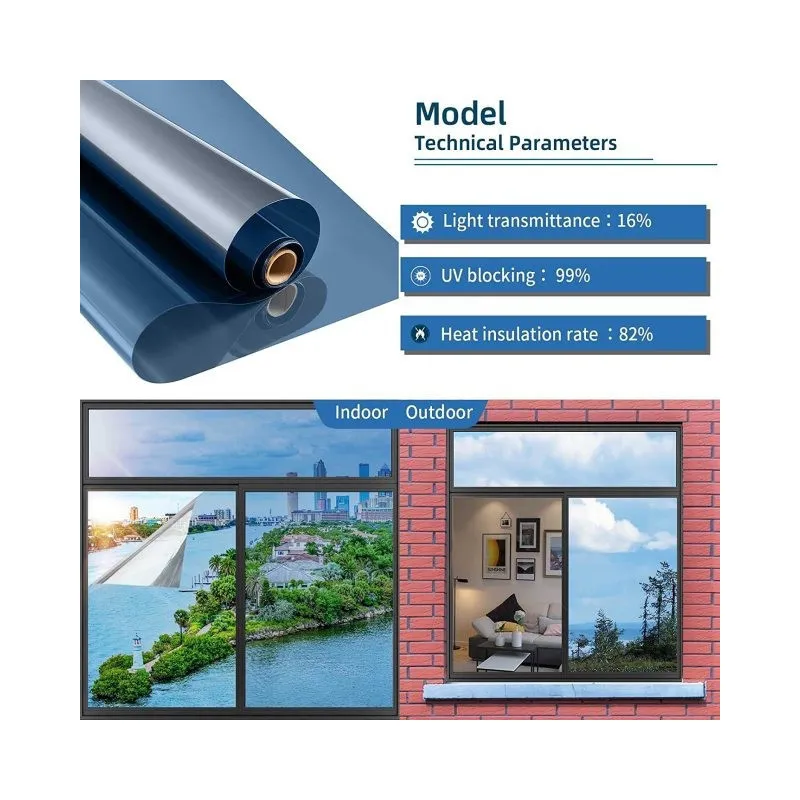 2 x Folie protectie solara pentru geamuri interioare, cu efect de oglinda, UV, 60x200cm
