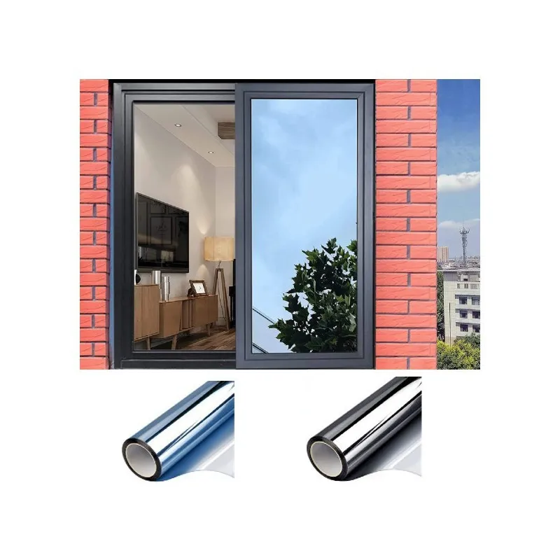 2 x Folie protectie solara pentru geamuri interioare, cu efect de oglinda, UV, 60x200cm