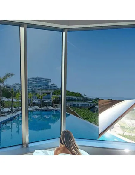 2 x Folie protectie solara pentru geamuri interioare, cu efect de oglinda, UV, 60x300cm