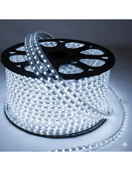 Bandă LED tip furtun SMD 2835, 220V, alb rece/alb cald, 50m–100m, interior/exterior