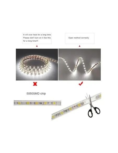 Bandă LED tip furtun SMD 2835, 220V, alb rece/alb cald, 50m–100m, interior/exterior