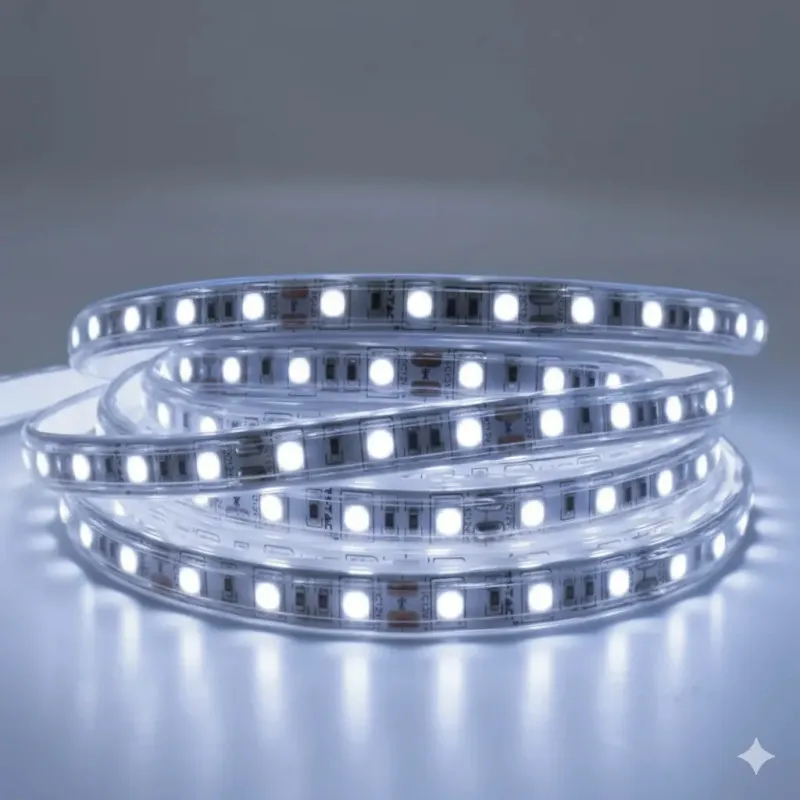 Bandă LED tip furtun SMD 2835, 220V, alb rece/alb cald, 50m–100m, interior/exterior