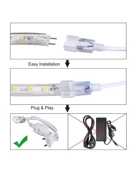 Bandă LED tip furtun SMD 2835, 220V, alb rece/alb cald, 50m–100m, interior/exterior