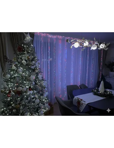 Perdea Luminoasă Cluster 3x3m, 900 LED-uri Alb Cald/Rece – Fir Subțire din Cupru | Decor Interior & Exterior