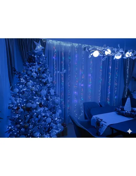 Perdea Luminoasă Cluster 3x3m, 900 LED-uri Alb Cald/Rece – Fir Subțire din Cupru | Decor Interior & Exterior