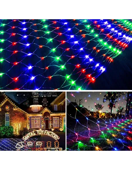 Instalatie tip plasa 3x3m, 8 jocuri de lumini, interconectabila, IP44, diverse culori