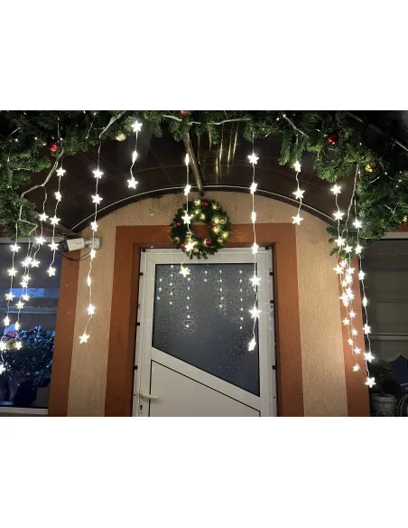 Instalatie Perdea turturi cu stele luminoase, 3M, banda led turnat, 8 jocuri de lumini, Interconectabila, IP44, 2025
