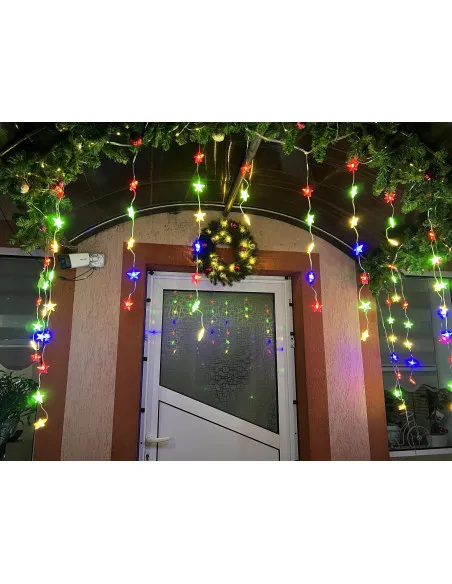 Instalatie Perdea turturi cu stele luminoase, 3M, banda led turnat, 8 jocuri de lumini, Interconectabila, IP44, 2025