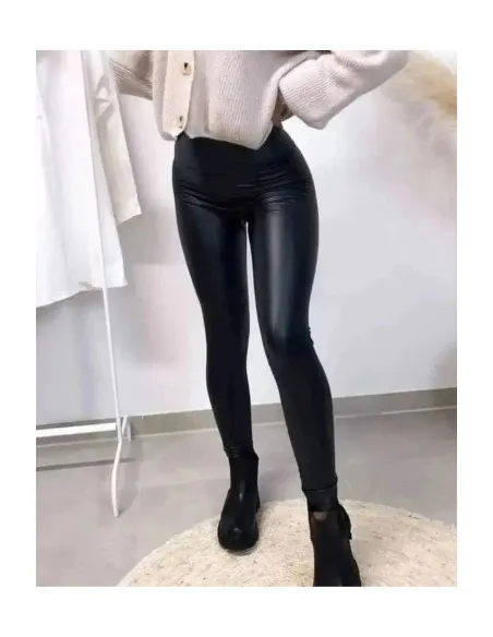 Colanti luciosi imitatie piele culoare negru