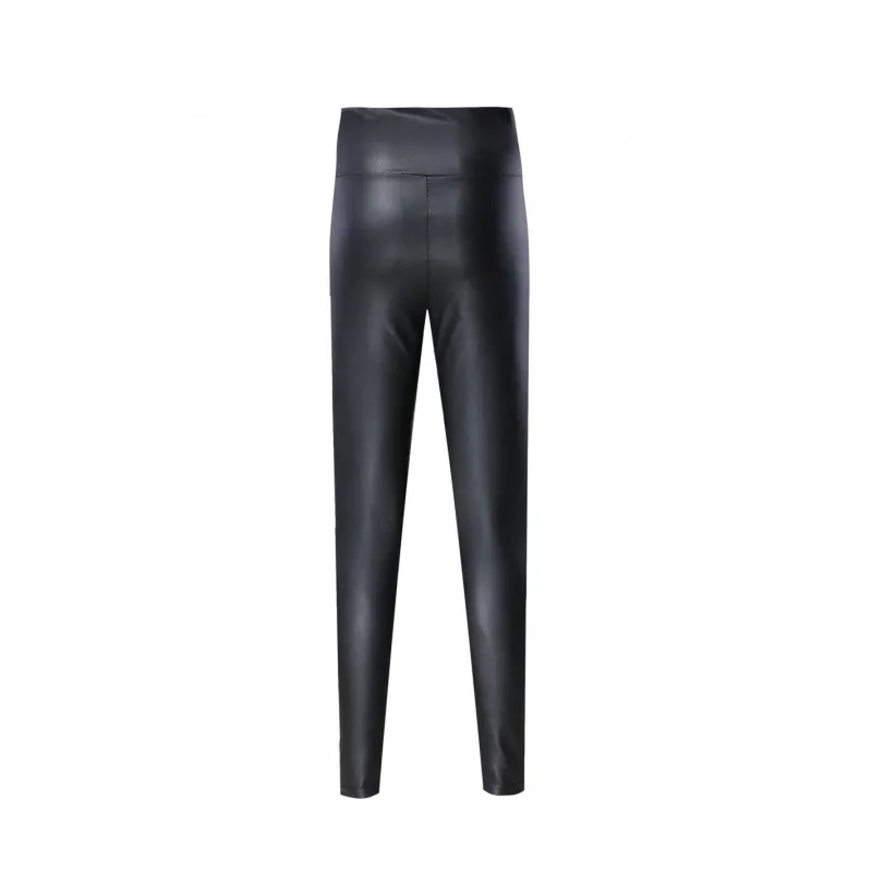 Colanti luciosi imitatie piele culoare negru