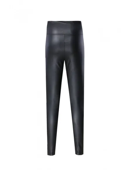 Colanti luciosi imitatie piele culoare negru