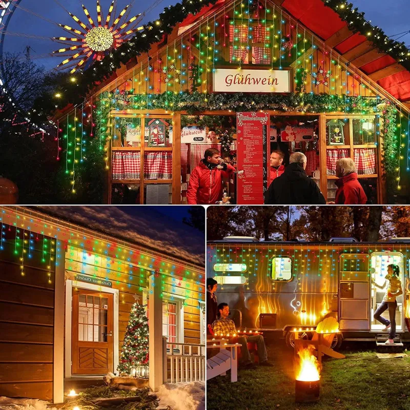 Instalație LED Exterior Premium 23.5m – 500 LED Franjuri/Turturi cu Flash