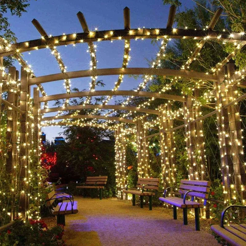 Set 4 x Instalatie solara 100 LED, 10 m, diverse culori
