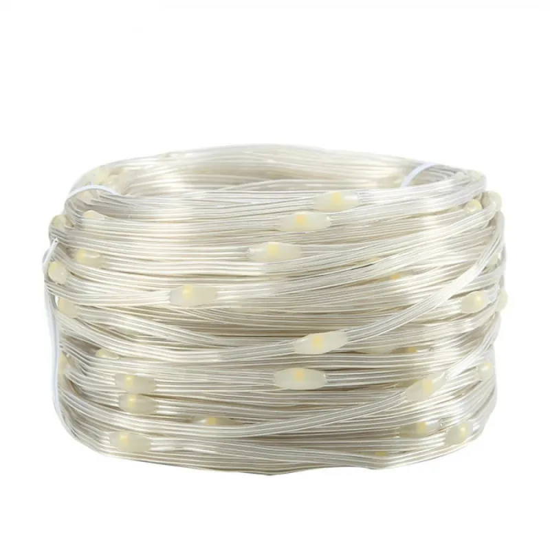 Ghirlanda Luminoasa Decorativa din Cupru 100M cu 800 LEDuri, Cablu Transparent, 8 Programe, Lumina Colorata, de Exterior