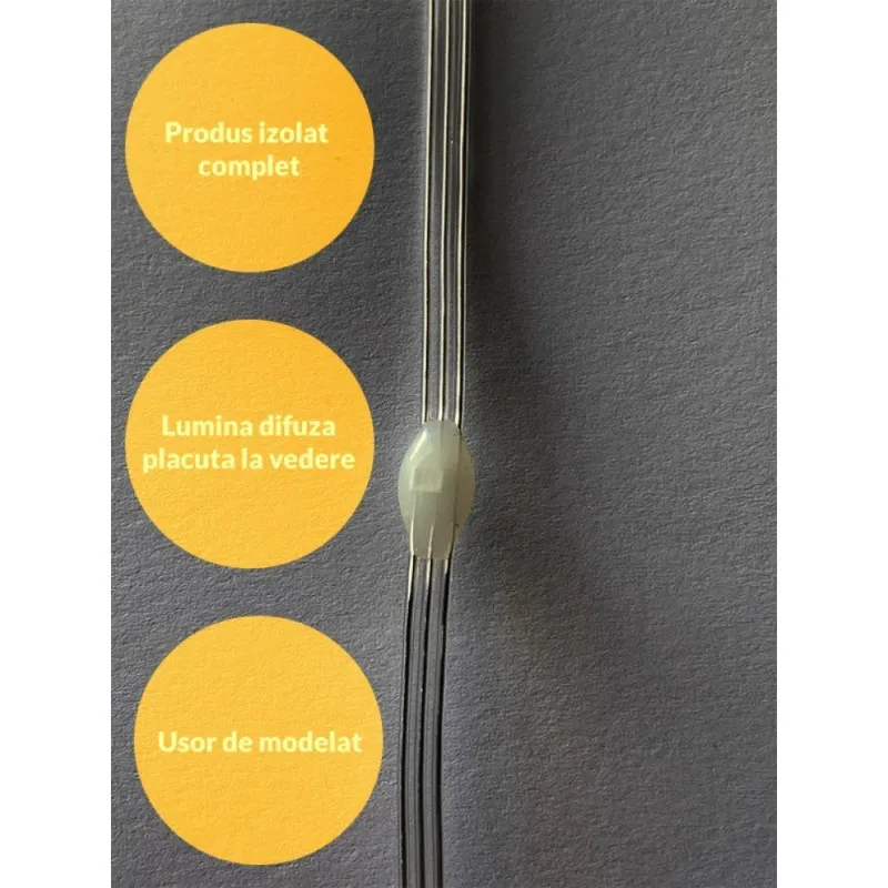 Ghirlanda Luminoasa Decorativa din Cupru 50M cu 400 LED-uri, Cablu Transparent, 8 Programe, Lumina Colorata, de Exterior