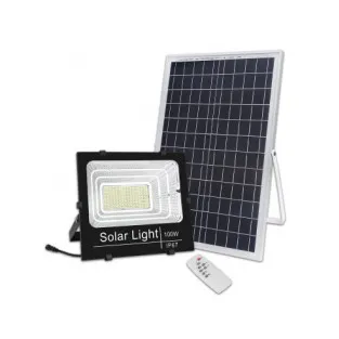 Proiector solar cu panou, Jortan, 50W/100W/ 200W/ 500W cu telecomanda inclusa si senzor de lumina