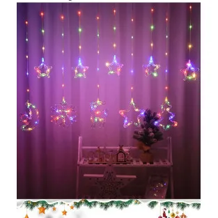 Instalatie perdea 8 Stele Led, 6w, 2m, plastic + fir cupru, Ip65