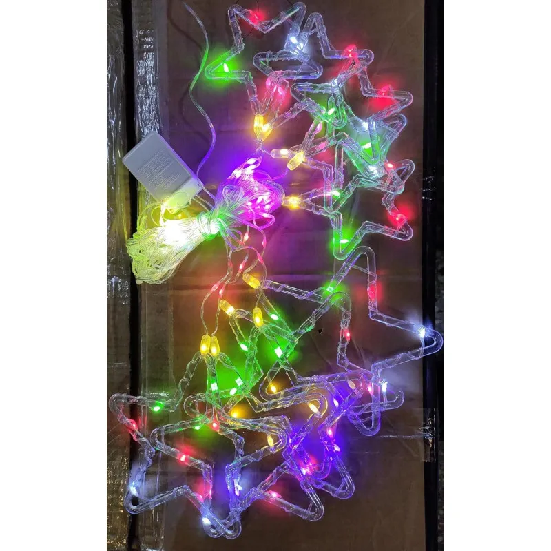 Instalatie perdea 8 Stele Led, 6w, 2m, plastic + fir cupru, Ip65