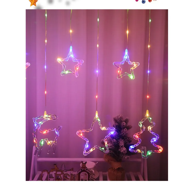 Instalatie perdea 8 Stele Led, 6w, 2m, plastic + fir cupru, Ip65