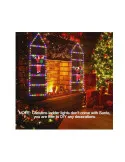 Instalatie LED, Mos Craciun pe scara iluminata, 6 trepte cu decoratiune luminoasa