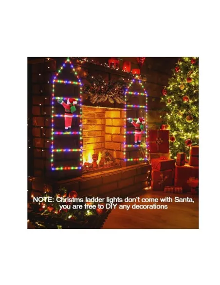 Instalatie LED, Mos Craciun pe scara iluminata, 6 trepte cu decoratiune luminoasa