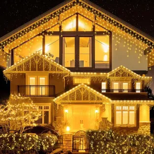 Instalatie premium tip franjuri/turturi cu flash, 35m, 650led-uri, exterior/ interior, fir alb gros, interconectabila 2