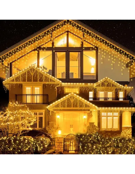 Instalatie premium tip franjuri/turturi cu flash, 35m, 650led-uri, exterior/ interior, fir alb gros, interconectabila