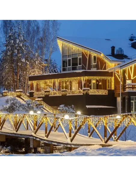 Instalatie premium tip franjuri/turturi cu flash, 35m, 650led-uri, exterior/ interior, fir alb gros, interconectabila
