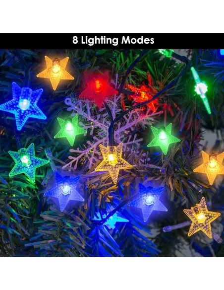 Instalatie solara cu 50 LED-uri, stelute, multicolor, 8 jocuri de lumini