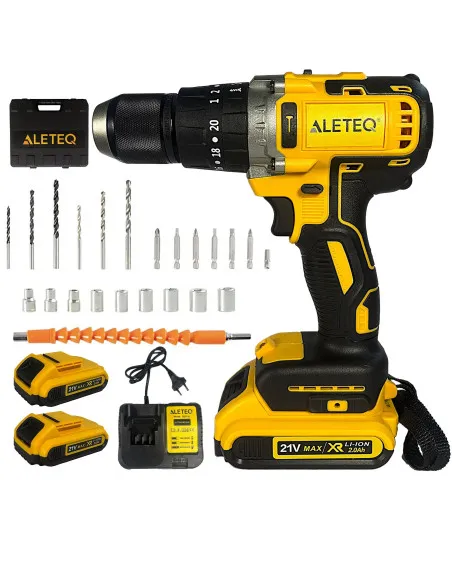 Bormașină 36V Li-Ion cu 2 Baterii, 2 Trepte de Viteză, 350/1350 RPM, Mandrină Automată