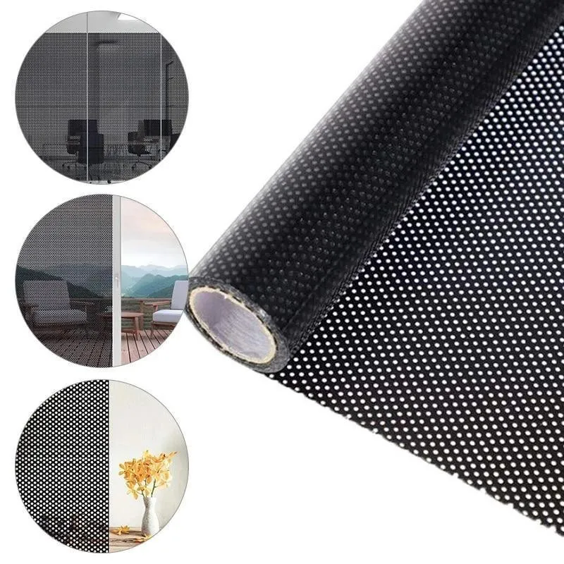 Autocolant perforat geamuri, Negru, 45 x 300 cm