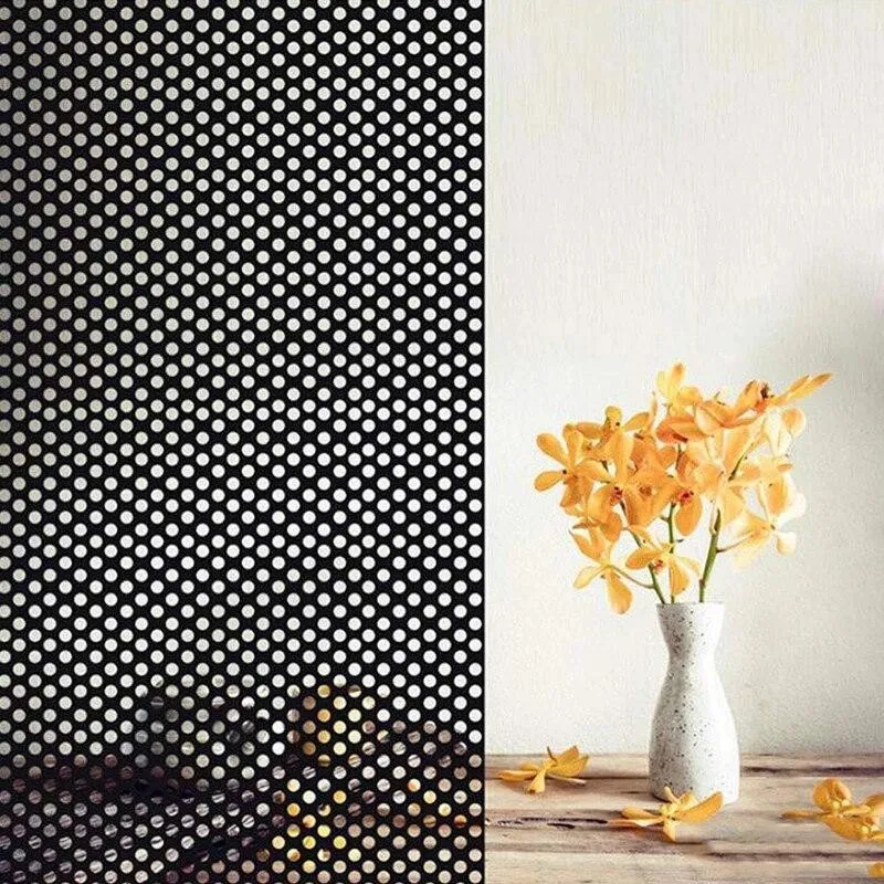 Autocolant perforat geamuri, Negru, 45 x 300 cm