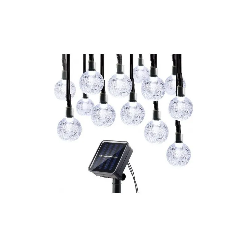 Instalatie solara bila cristal mare, 50 led-uri, alb rece , 6.5 m