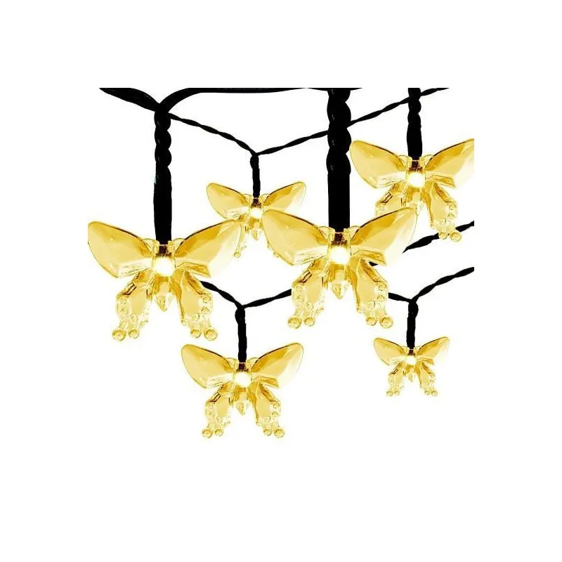 Instalatie solara 50 LED fluturi Fairy, alb cald