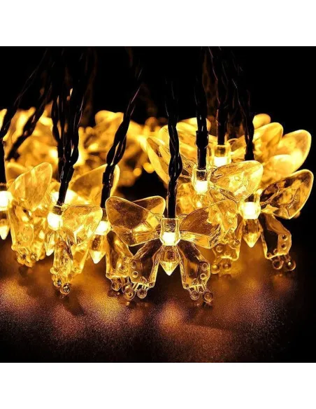 Instalatie solara 50 LED fluturi Fairy, alb cald