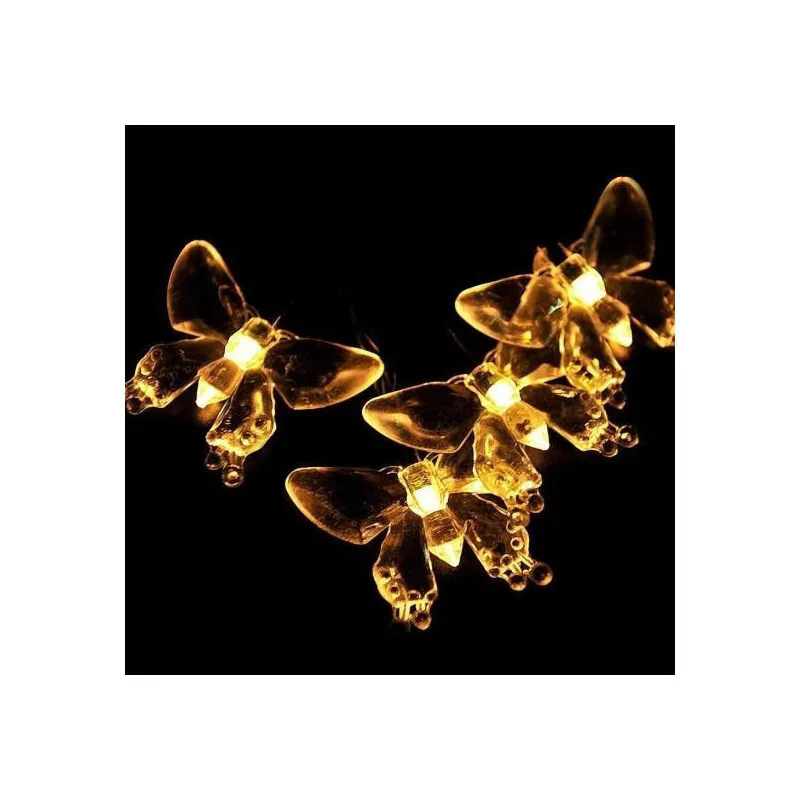 Instalatie solara 50 LED fluturi Fairy, alb cald