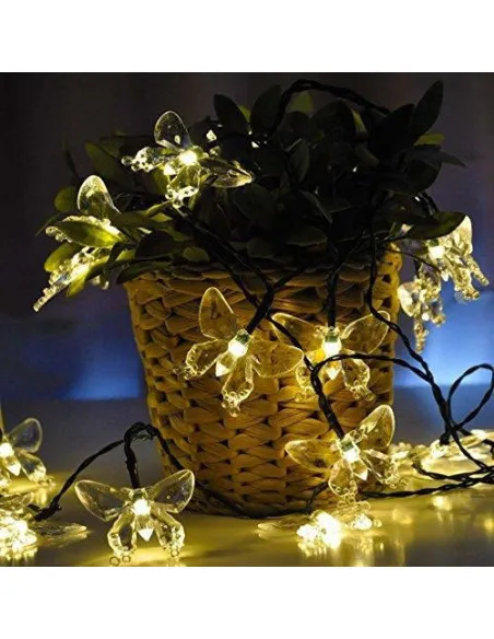 Instalatie solara 50 LED fluturi Fairy, alb cald