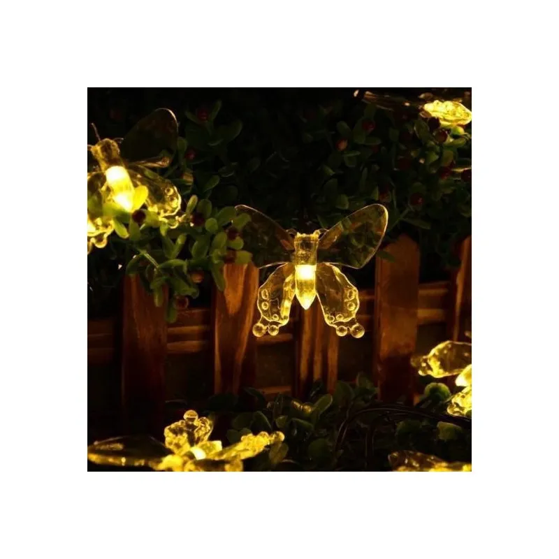 Instalatie solara 50 LED fluturi Fairy, alb cald