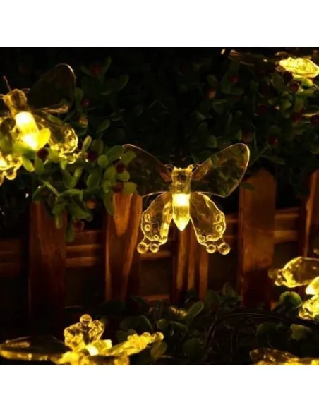Instalatie solara 50 LED fluturi Fairy, alb cald