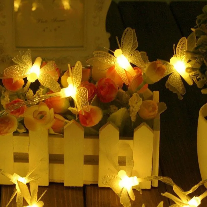 Instalatie solara 50 LED fluturi Fairy, alb cald