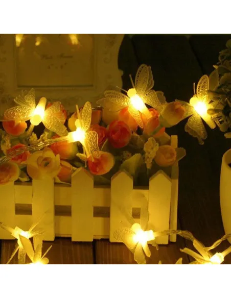 Instalatie solara 50 LED fluturi Fairy, alb cald