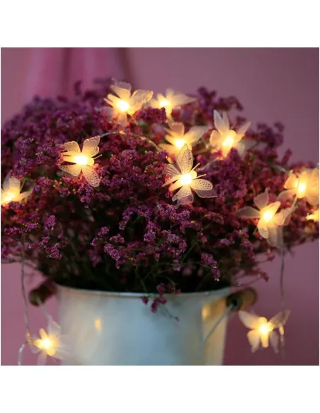 Instalatie solara 50 LED fluturi Fairy, alb cald