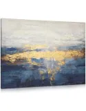 Tablou Canvas Briful Abstract Albastru Auriu 80x60 cm