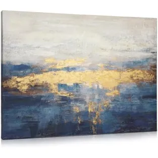 Tablou Canvas Briful Abstract Albastru Auriu 80x60 cm