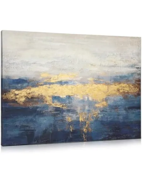 Tablou Canvas Briful Abstract Albastru Auriu 80x60 cm