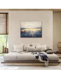 Tablou Canvas Briful Abstract Albastru Auriu 80x60 cm